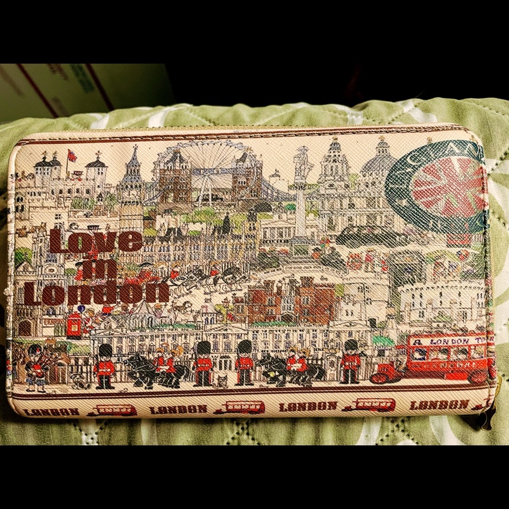 Vintage London leather multi-pocket zipper wallet